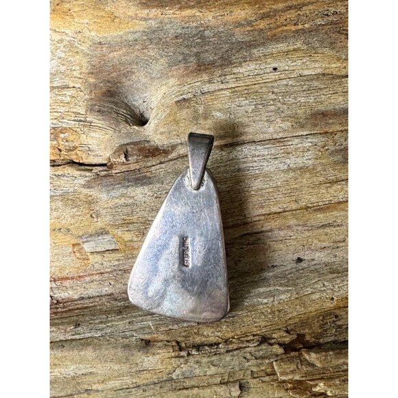 Sterling Silver Triangle Pendant With Multicolor Stone & Rope Detail 7.59g - Picture 4 of 8